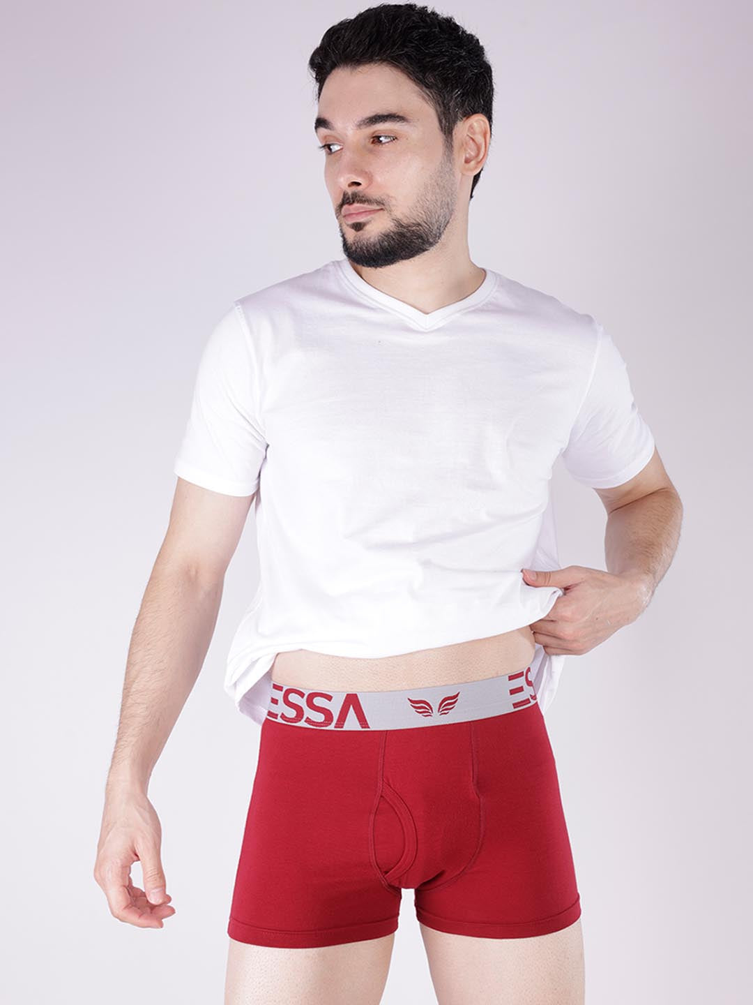 mr fit 4105 plus plain trunk for men #color_merlot