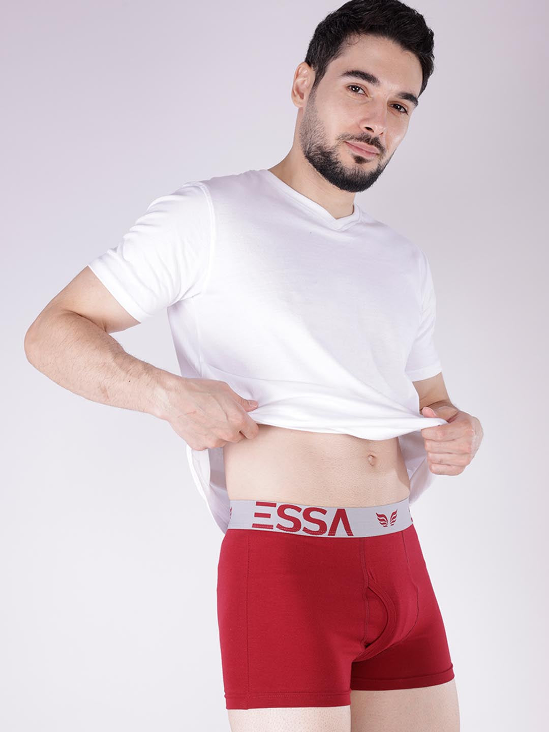 mr fit 4105 plus plain trunk for men #color_merlot