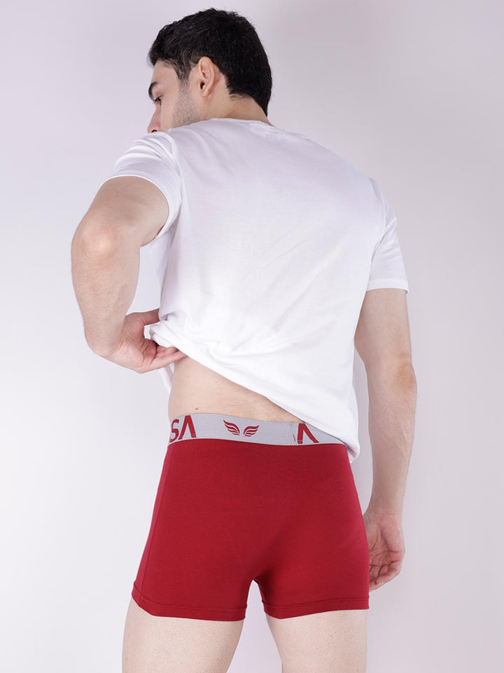 mr fit 4105 plus plain trunk for men #color_merlot