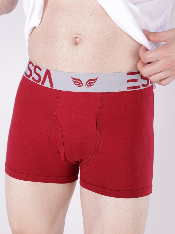 mr fit 4105 plus plain trunk for men #color_merlot