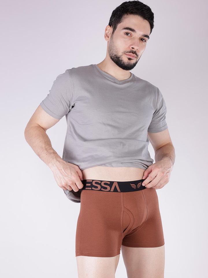 mr fit 4105 plus plain trunk for men #color_clay-brown