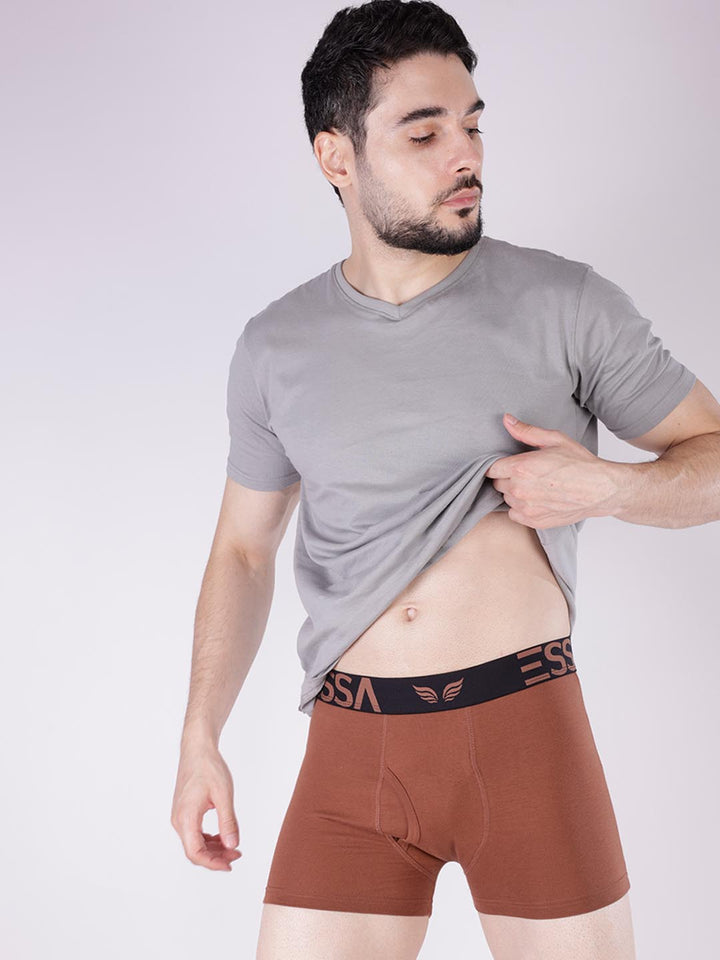 mr fit 4105 plus plain trunk for men #color_clay-brown