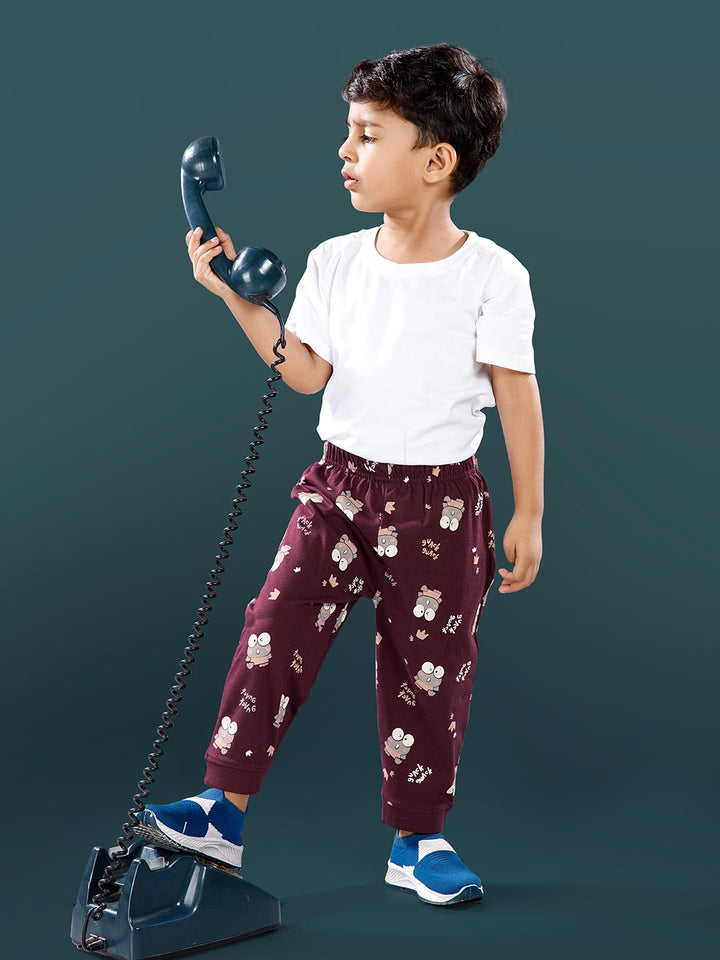 koko printed full pant for boys color dark sienna