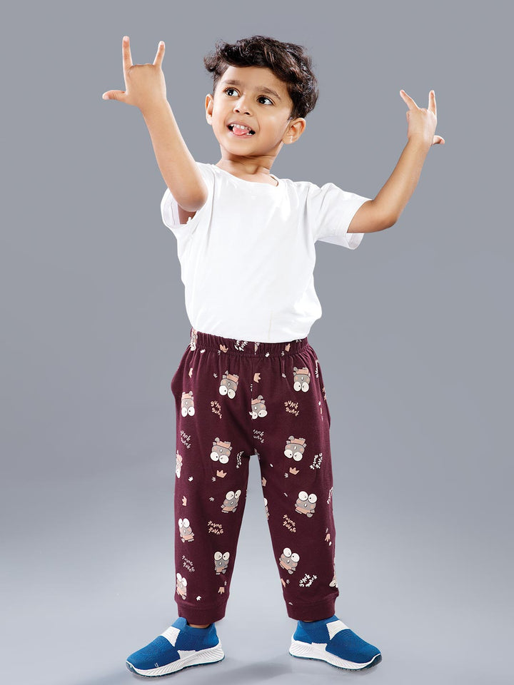 koko printed full pant for boys color dark sienna