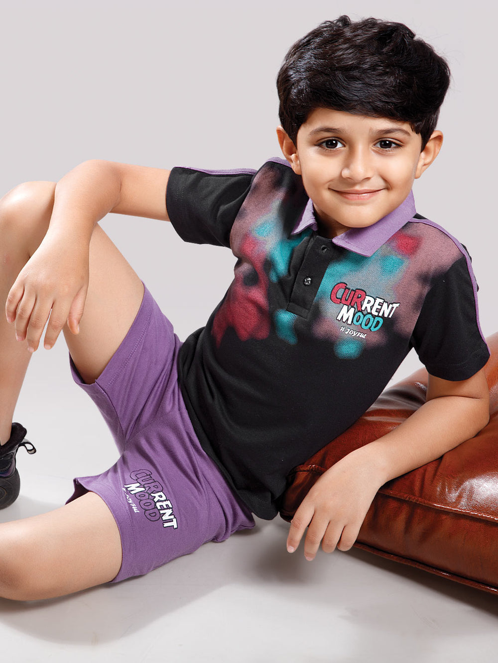 Nitron printed shorts set for boys color black