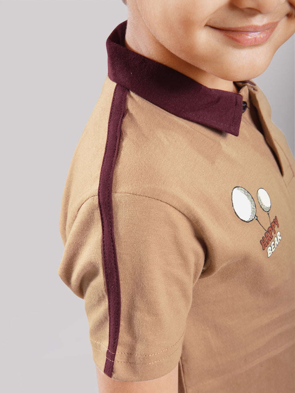 Nitron printed shorts set for boys color coffee