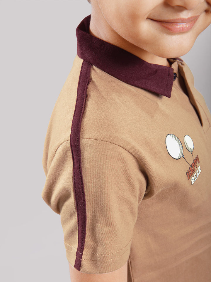 Nitron printed shorts set for boys color coffee