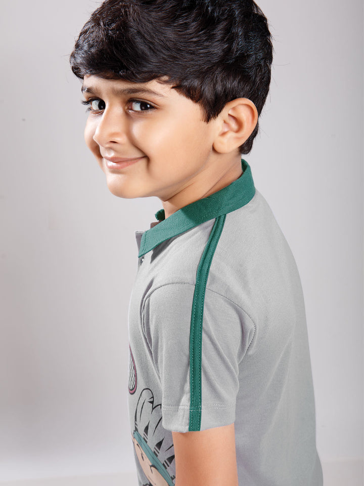 Nitron printed shorts set for boys color grey