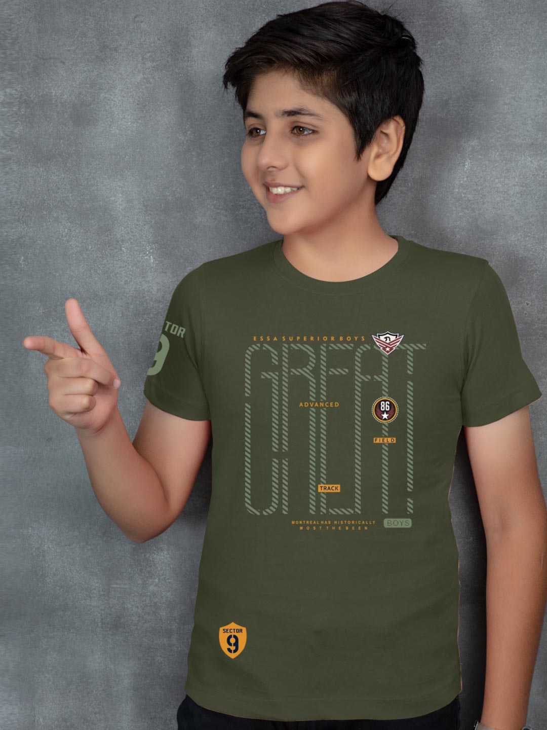 printed round neck t-shirt for boys half sleeve #color_rifle-green