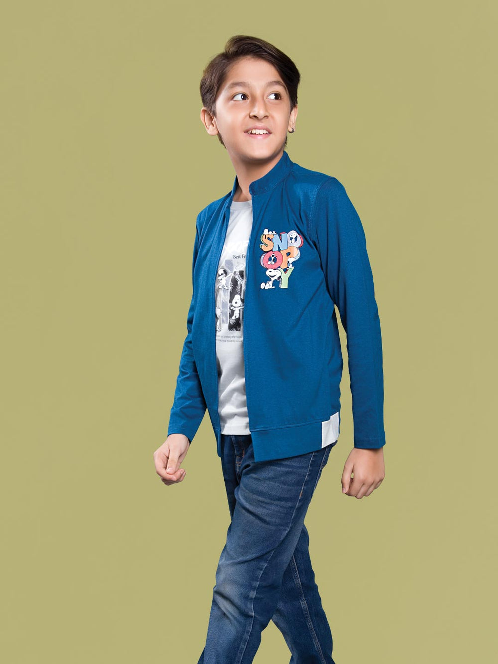 boys printed overcoat type full sleeve t-shirt 
