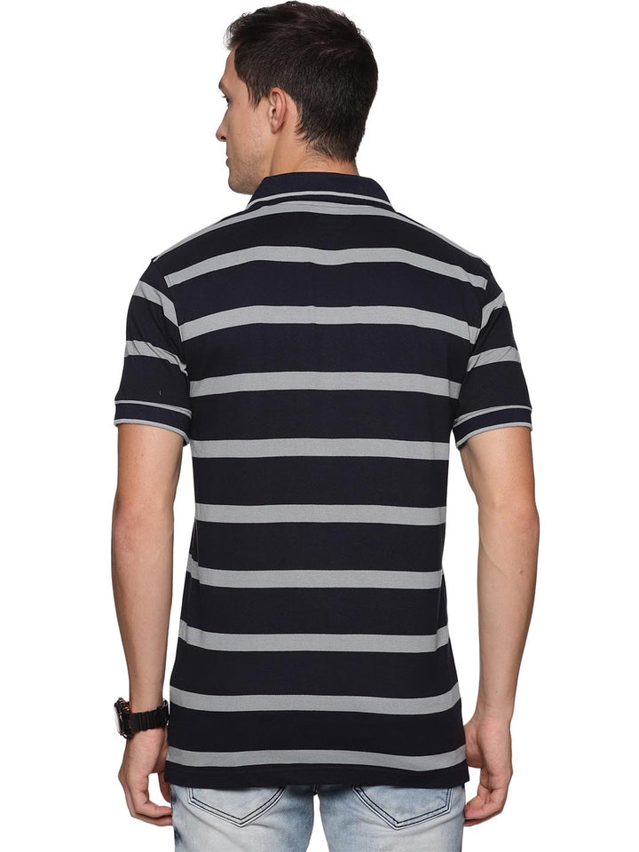 royal striped-3 collar polo t-shirt for men #color_black