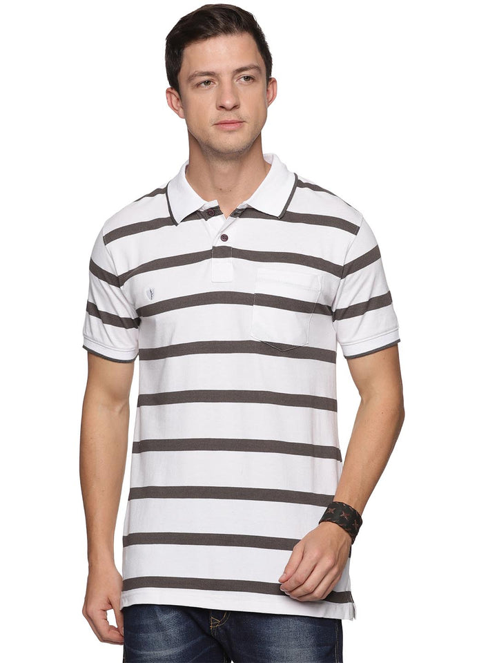 royal striped-3 collar polo t-shirt for men #color_ghost-white