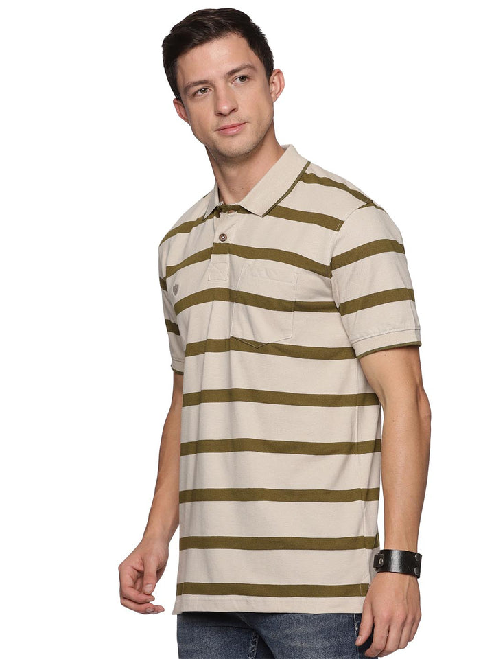 royal striped-3 collar polo t-shirt for men #color_bronco