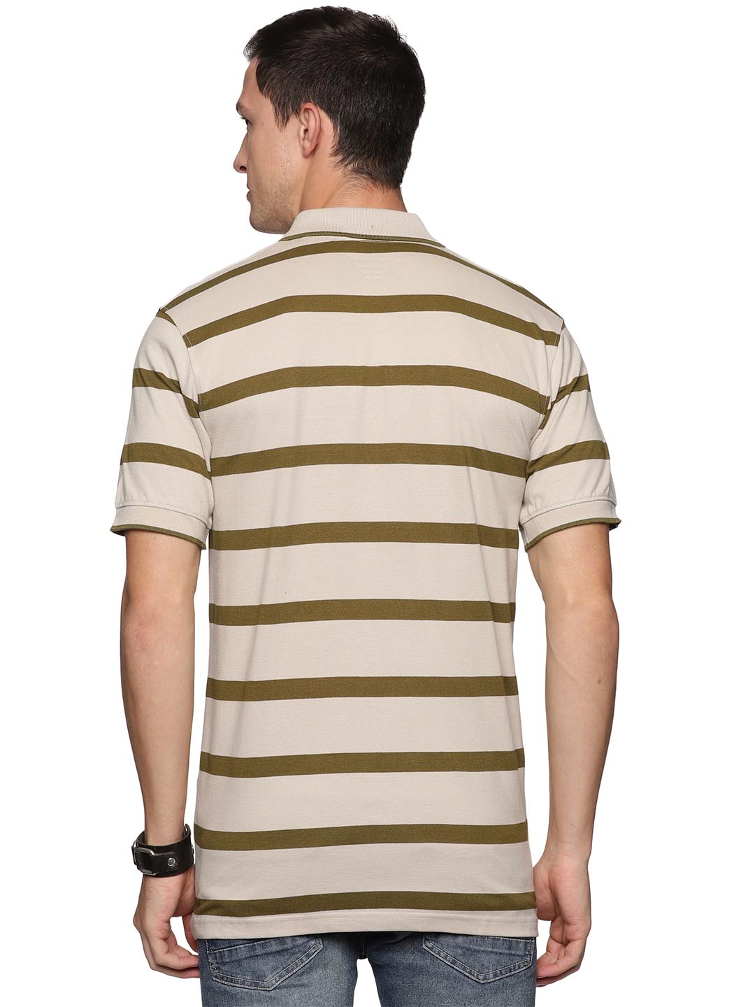 royal striped-3 collar polo t-shirt for men #color_bronco