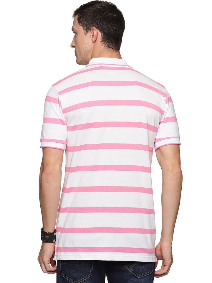 royal striped-3 collar polo t-shirt for men #color_pink