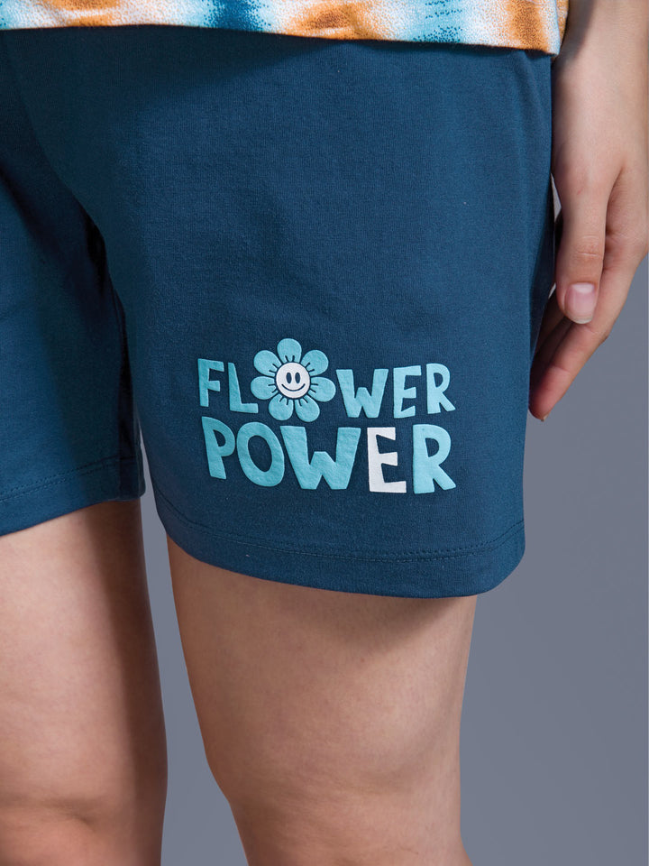 Syra printed short set for women color astronaut blue