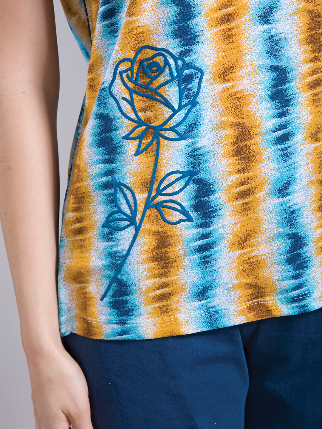 Syra printed short set for women color astronaut blue