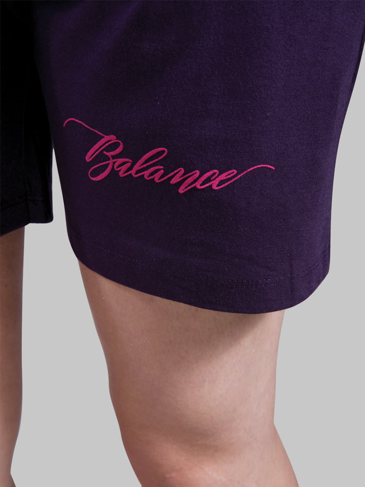 Syra printed short set for women color dark lilac
