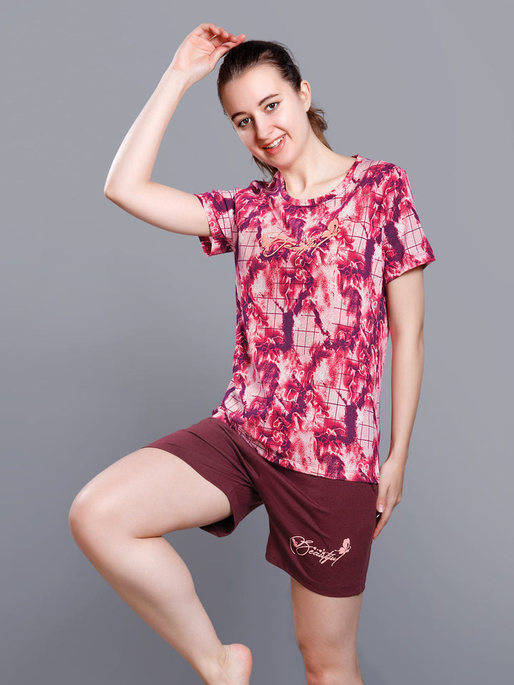 Syra printed short set for women color mandy