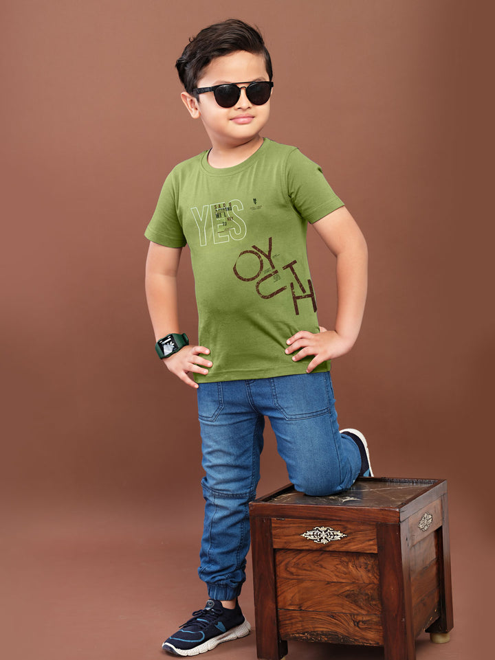 babu classic t-shirt for boys #color_tan-green