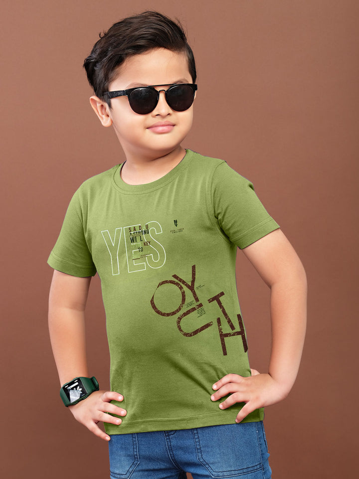 babu classic t-shirt for boys #color_tan-green