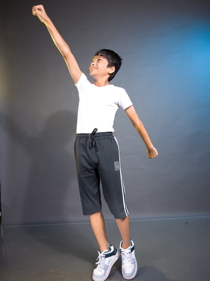 Trico 3/4th pant for boys color charcoal grey