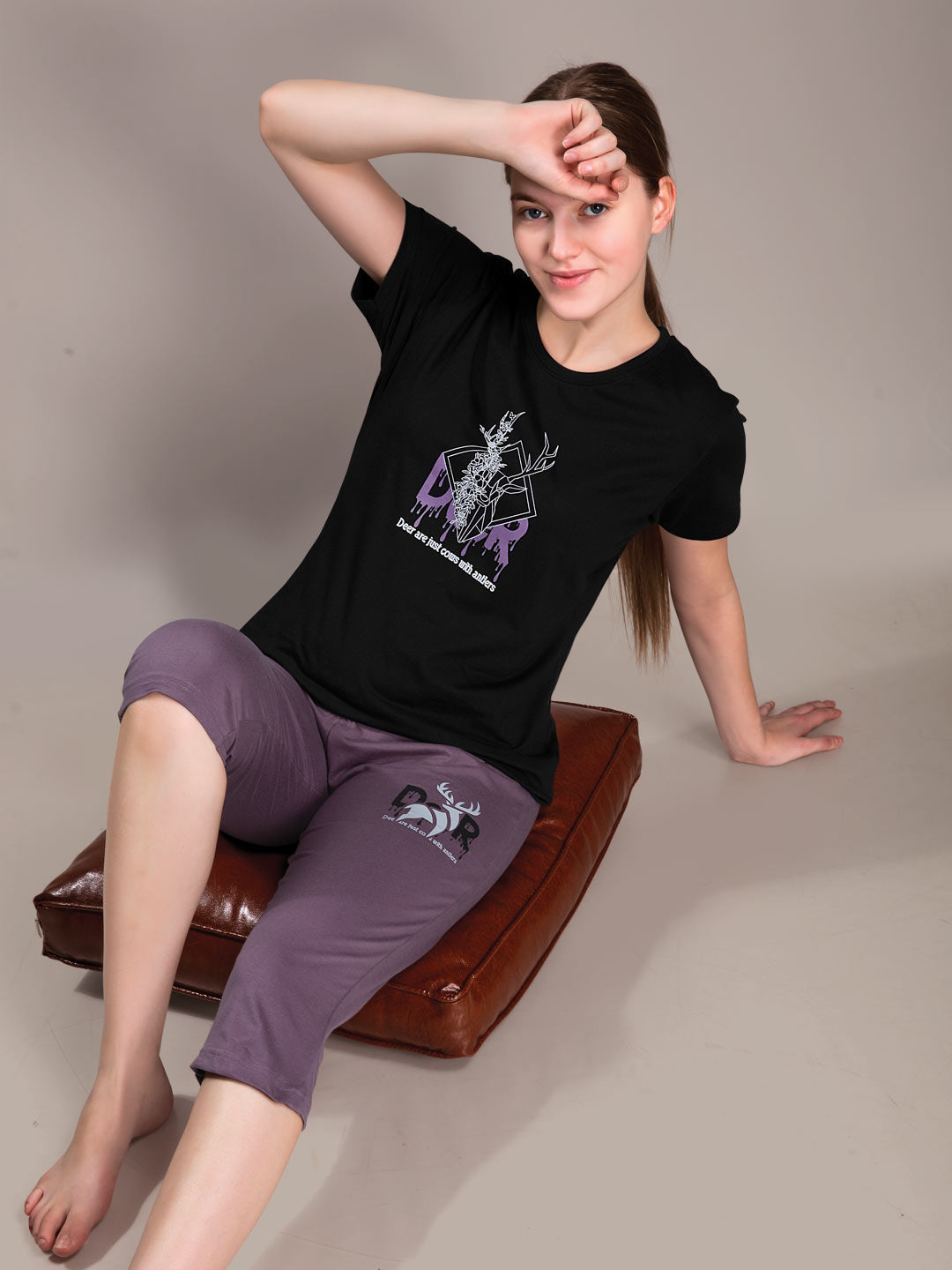 Veena capri set for women color black