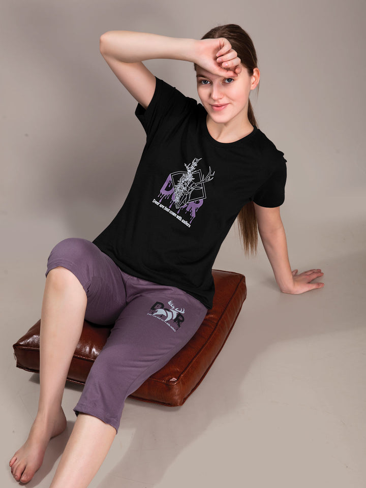 Veena capri set for women color black