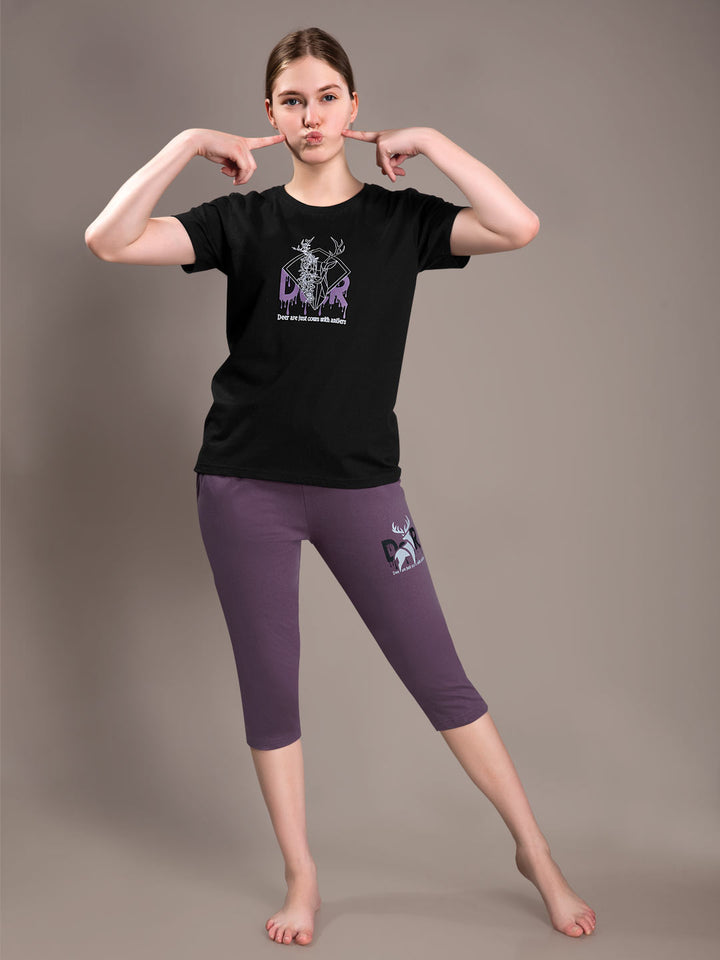 Veena capri set for women color black