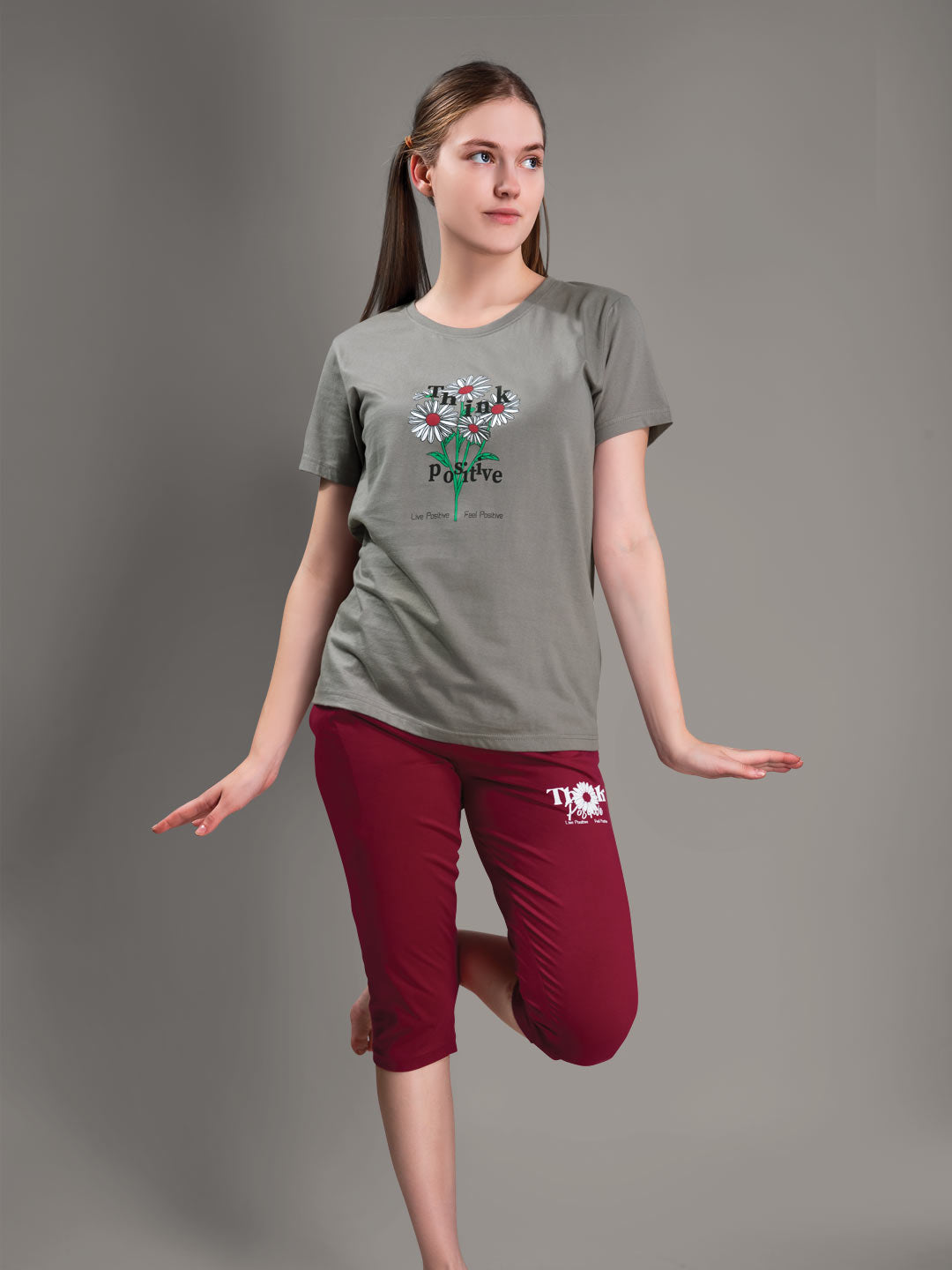 Veena capri set for women color grey