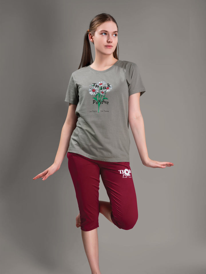 Veena capri set for women color grey