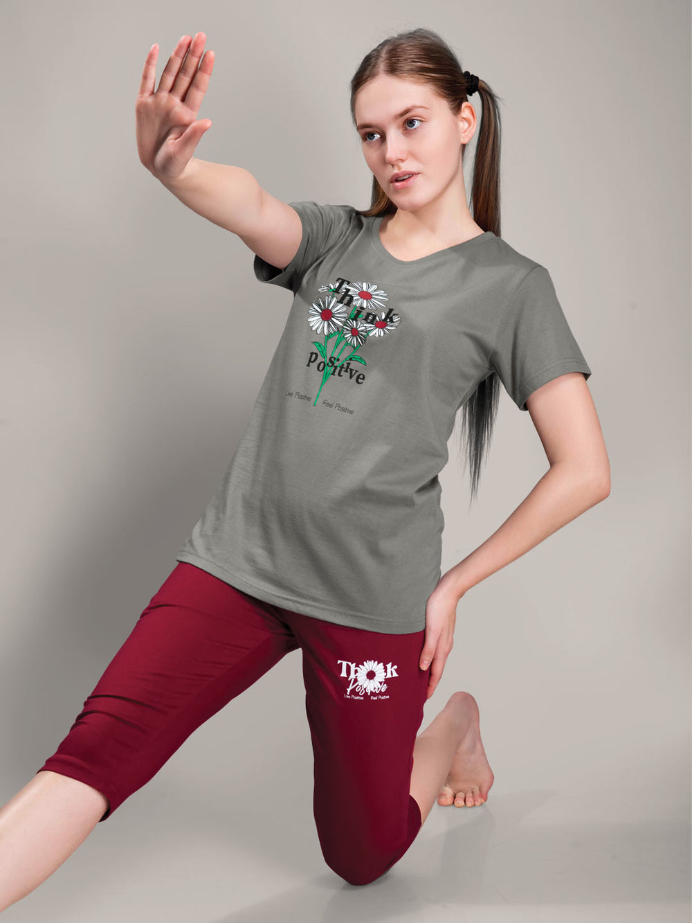 Veena capri set for women color grey