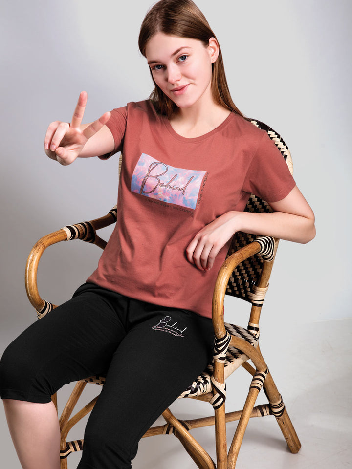 Veena capri set for women color tawny