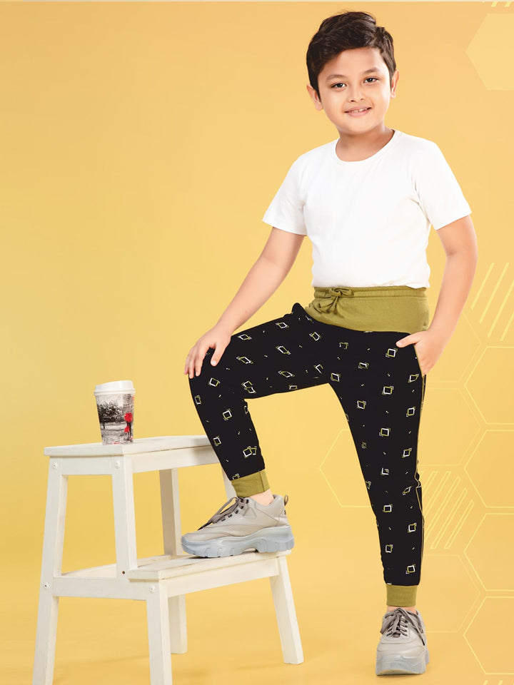 Vista Printed Full Pant For Boys #color_olive