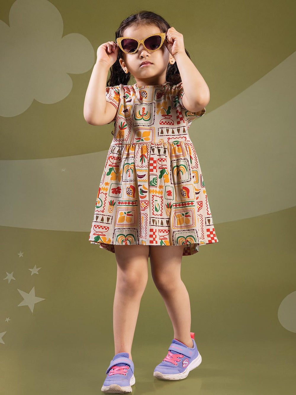 wonder girl munna munni frock for baby girls color beige