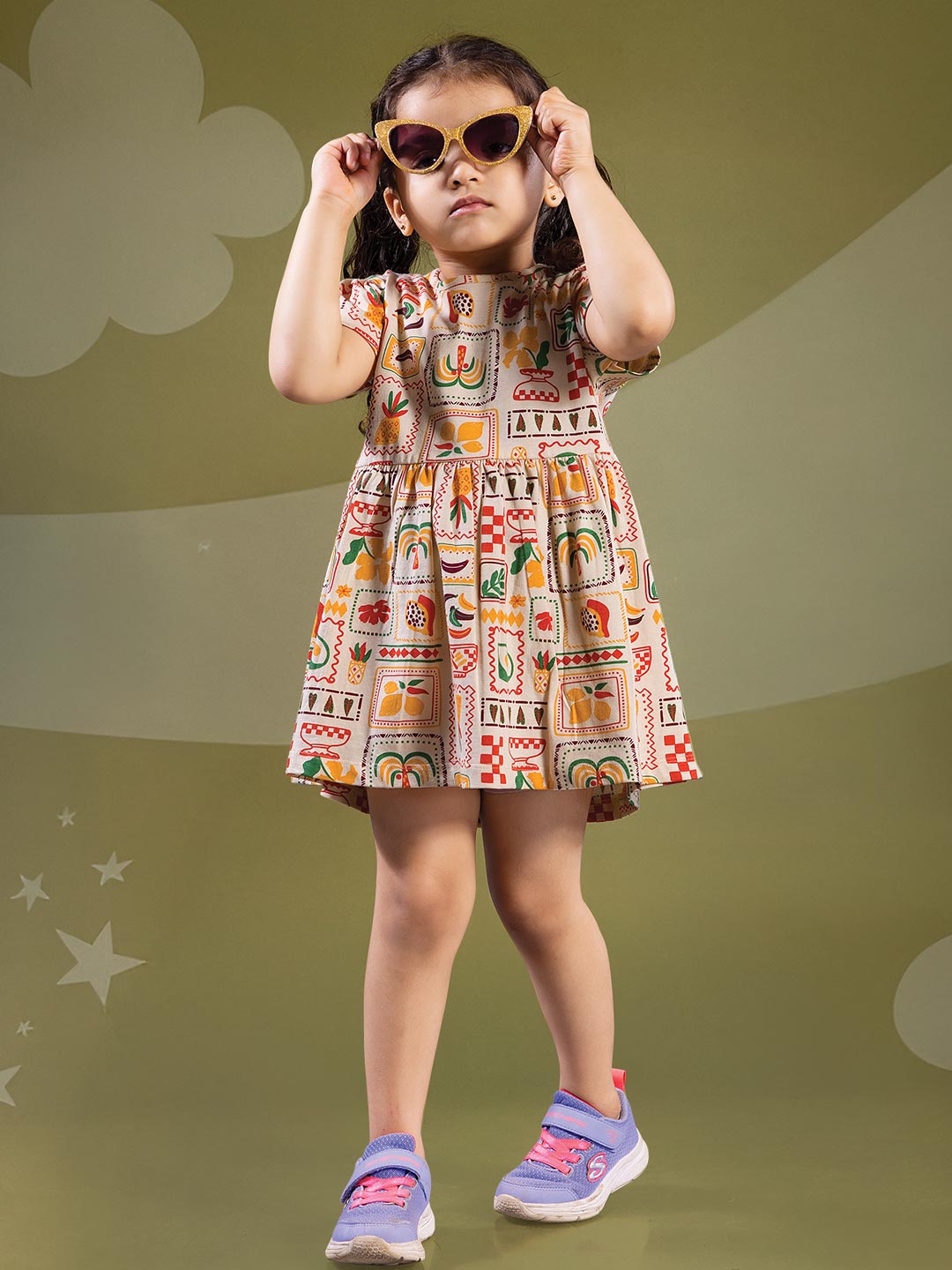 wonder girl munna munni frock for baby girls color beige