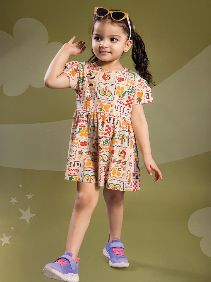 wonder girl munna munni frock for baby girls color beige