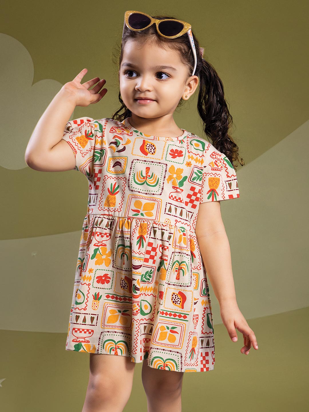 wonder girl munna munni frock for baby girls color beige