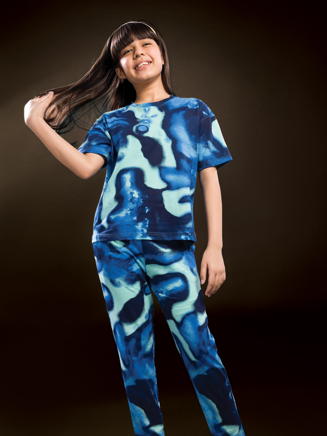 Girls Printed Full Pant Co-Ord Set - Zivara