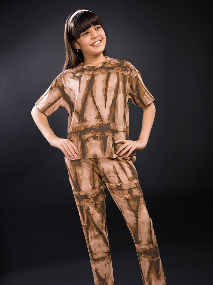 Girls Printed Full Pant Co-Ord Set - Zivara