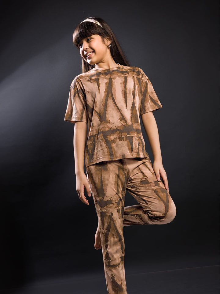 Girls Printed Full Pant Co-Ord Set - Zivara