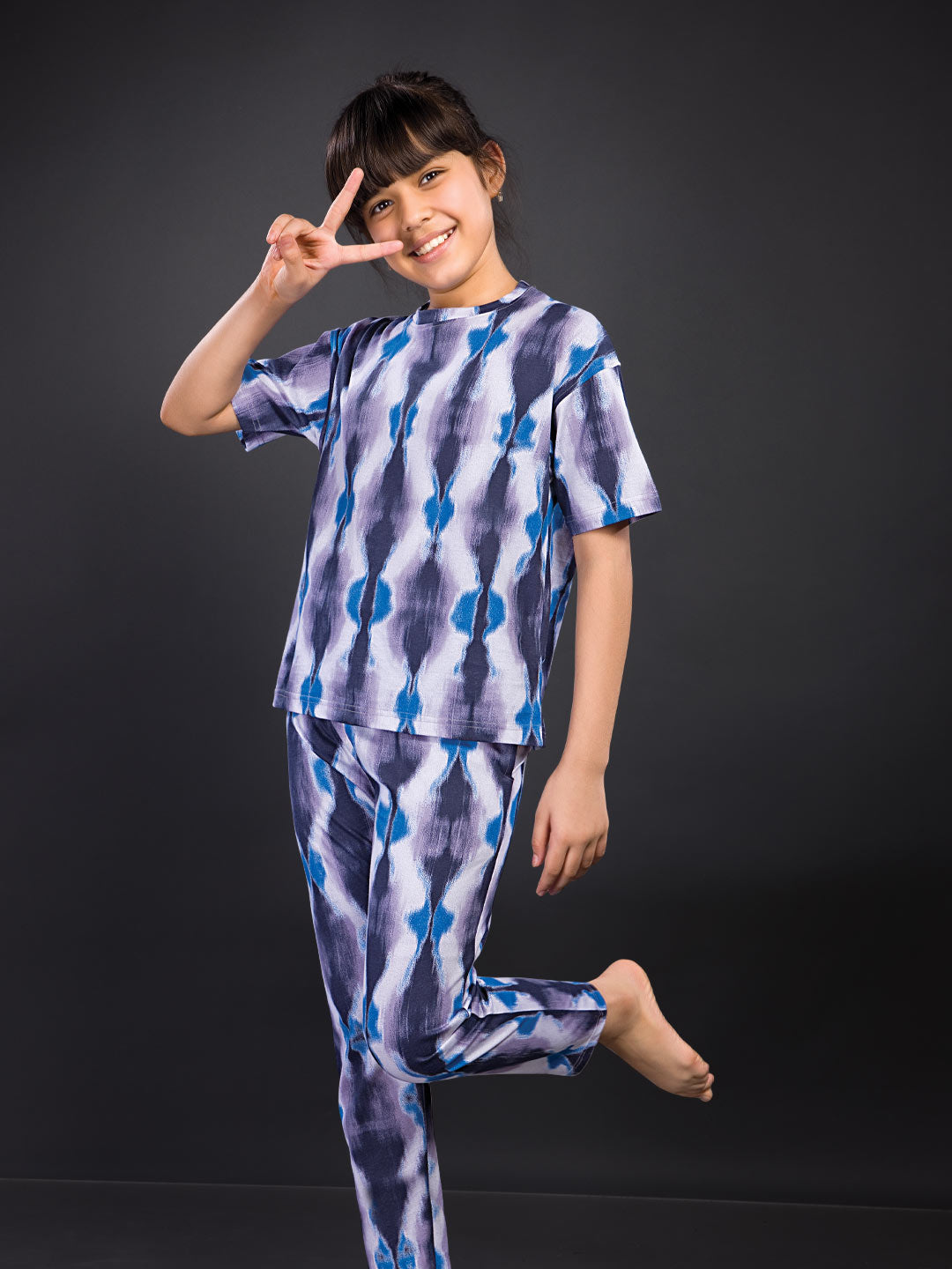Girls Printed Full Pant Co-Ord Set - Zivara