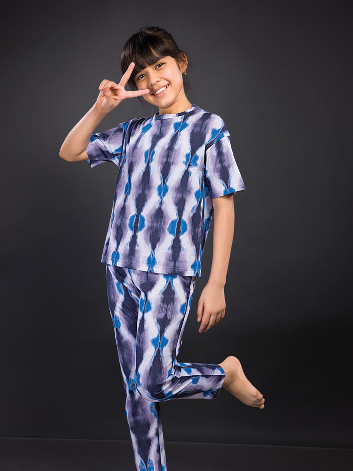 Girls Printed Full Pant Co-Ord Set - Zivara