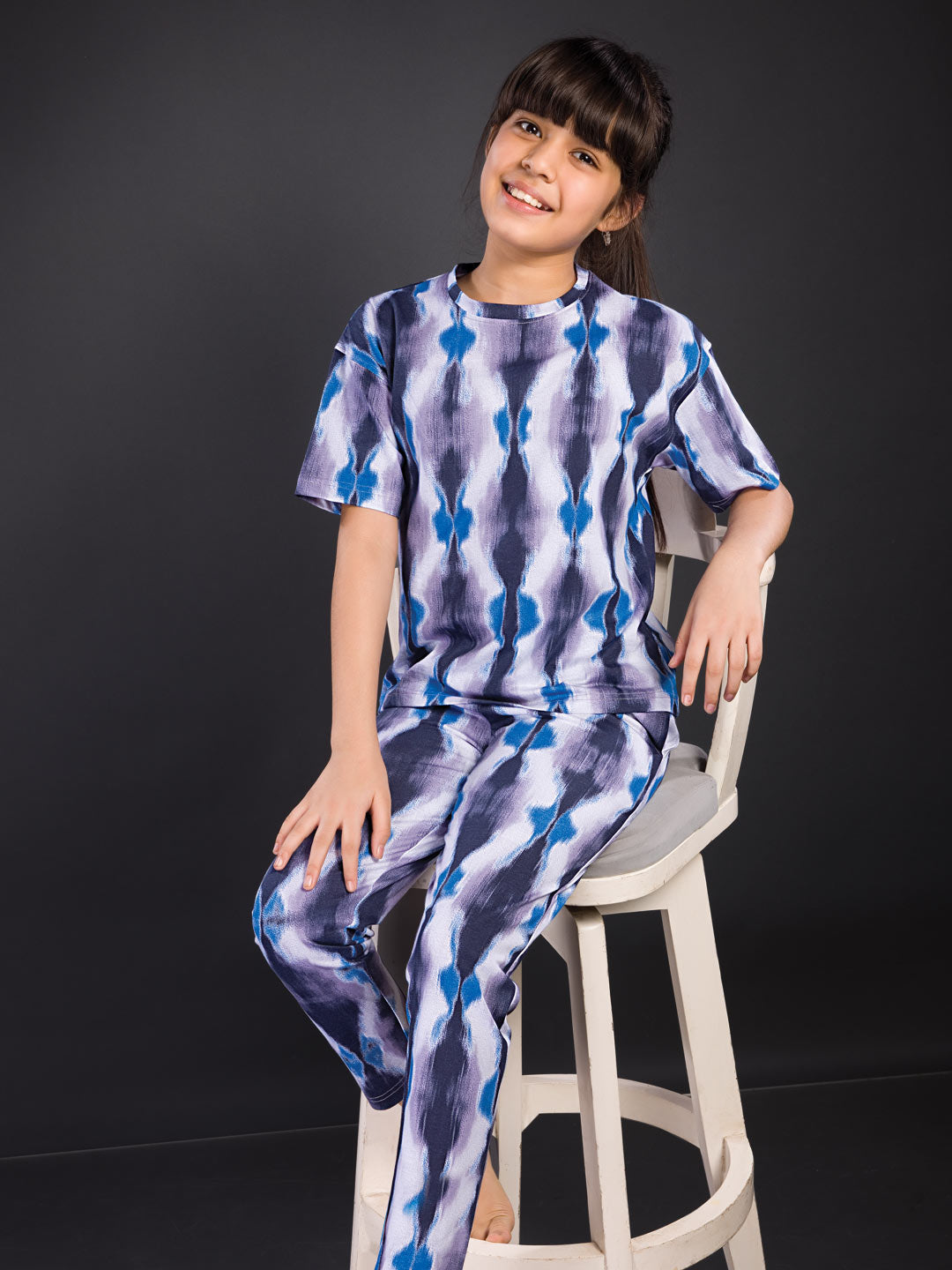 Girls Printed Full Pant Co-Ord Set - Zivara
