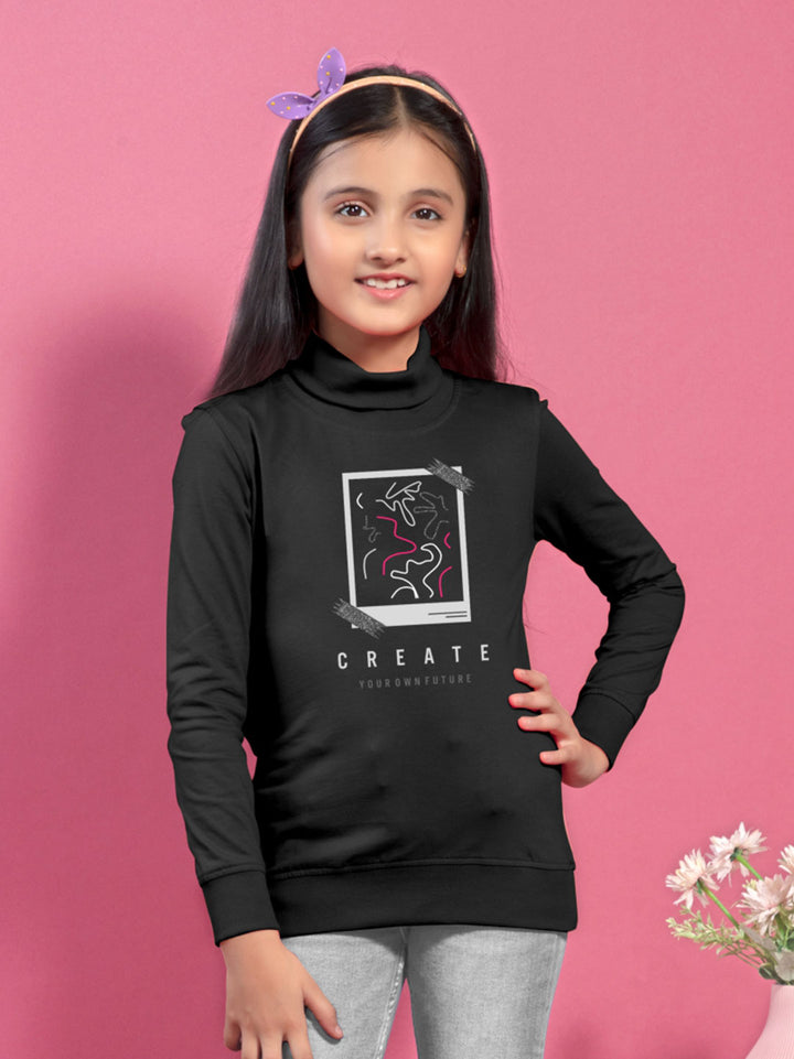 afra hi neck t-shirt for girls #color_black