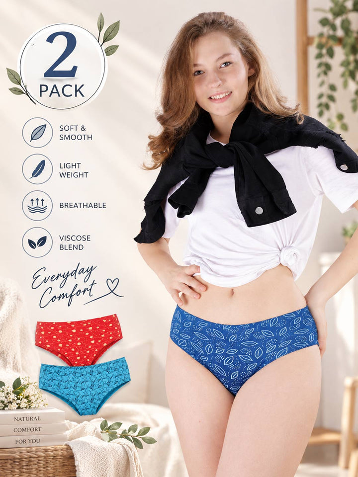 Brasso Printed Viscose Panties (Pack Of 2)