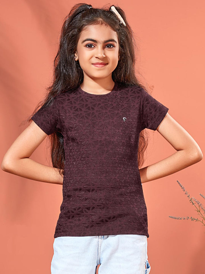 fs-1155 round neck classic t-shirt for girls #color_crater-brown