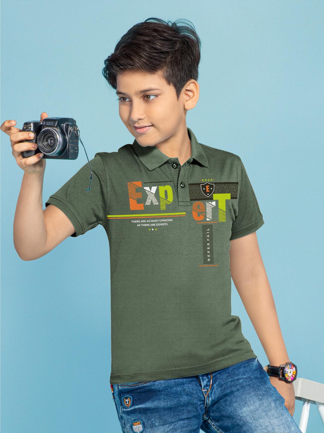 FS-0410 Collar Polo T-Shirt for boys #color_grey-asparagus