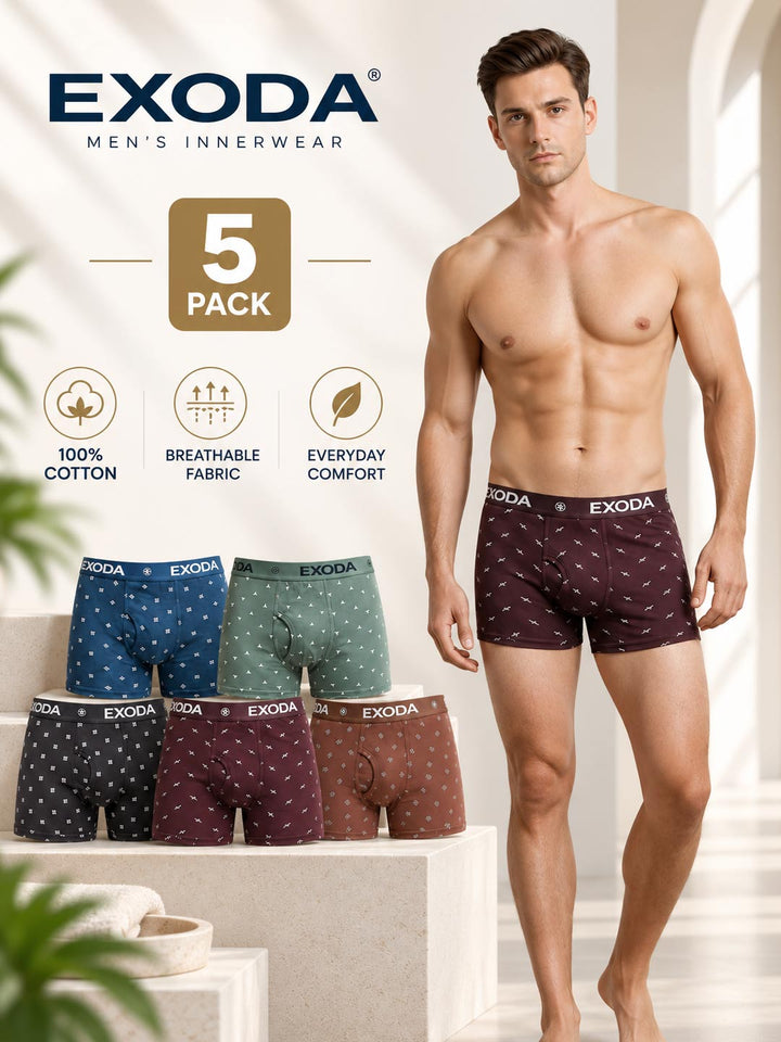 Comfort Cotton Printed Trunks (Pack of 5)