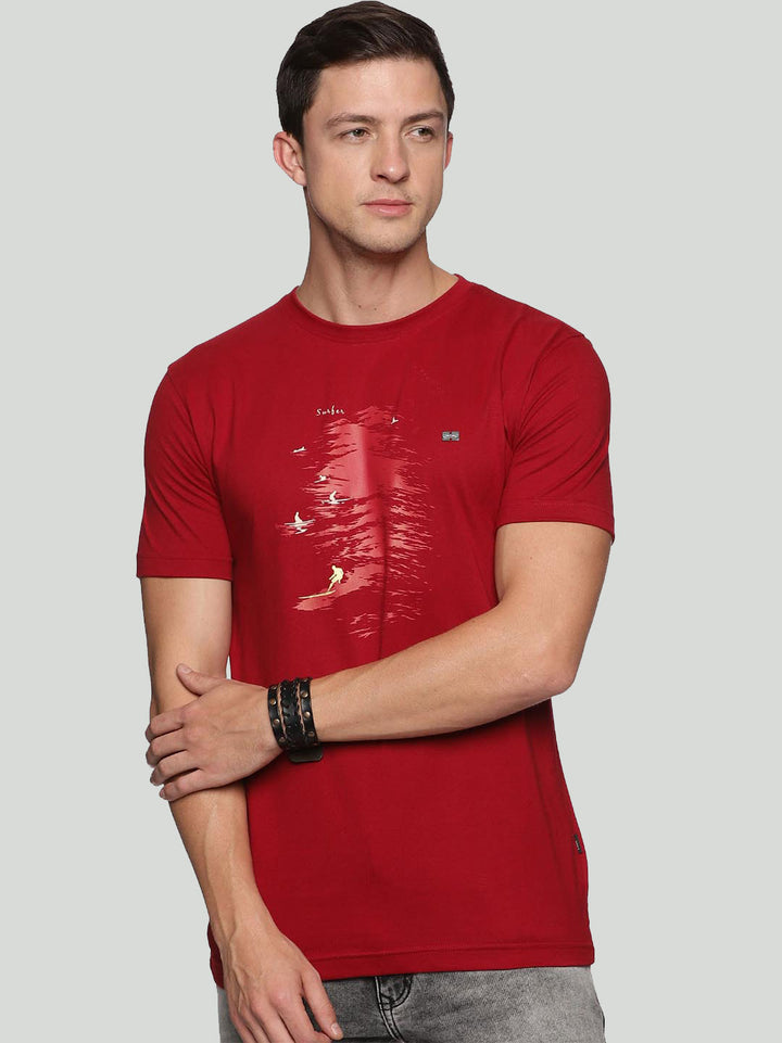 creative round neck t-shirt for mens #color_dark-red